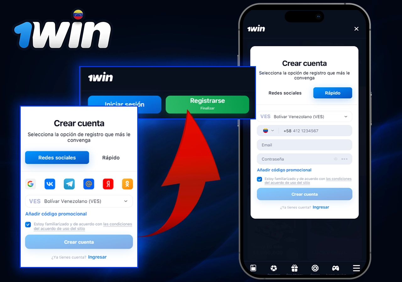 Registro en 1Win Venezuela