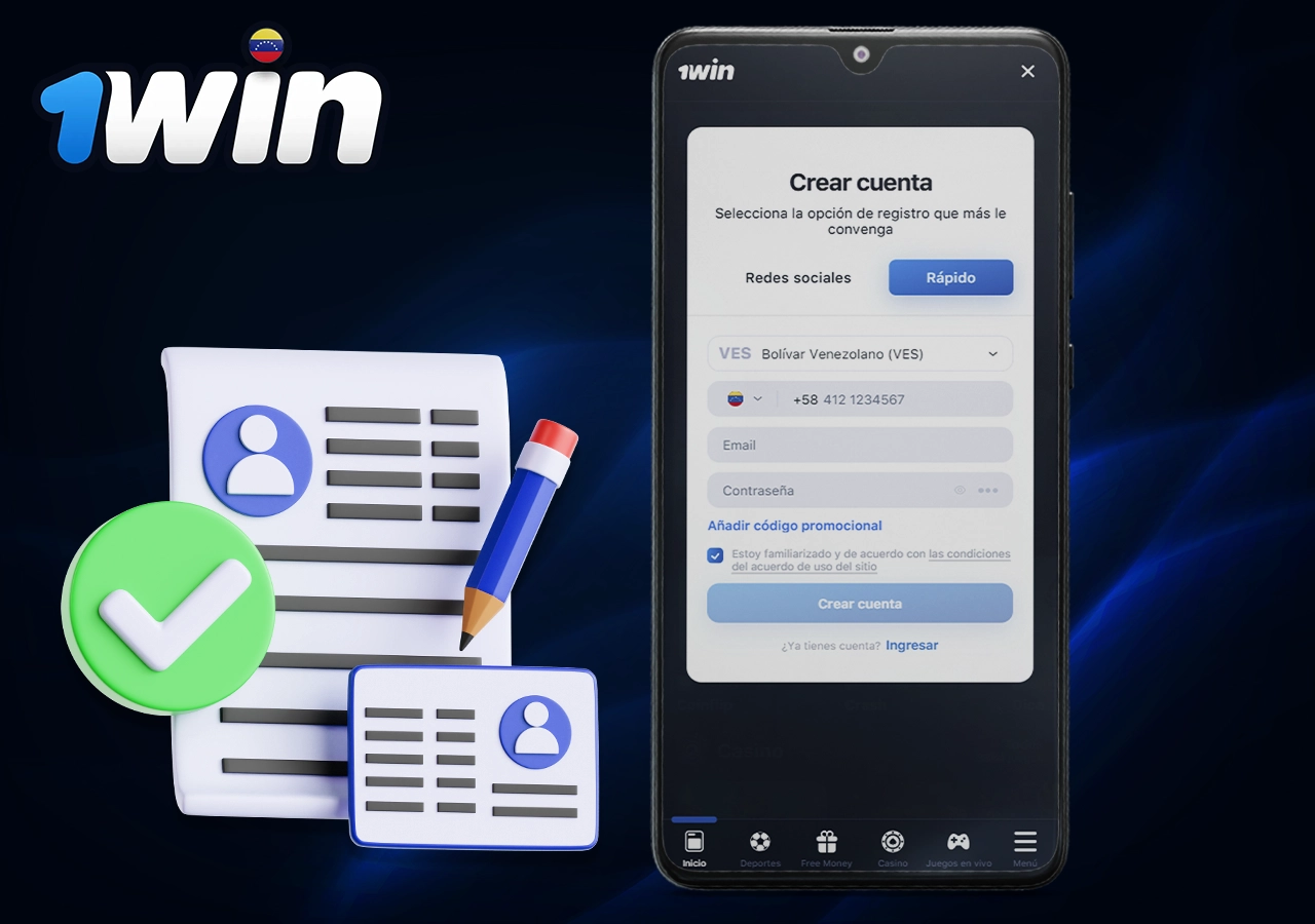 Información sobre cómo registrarse en la aplicación móvil 1Win