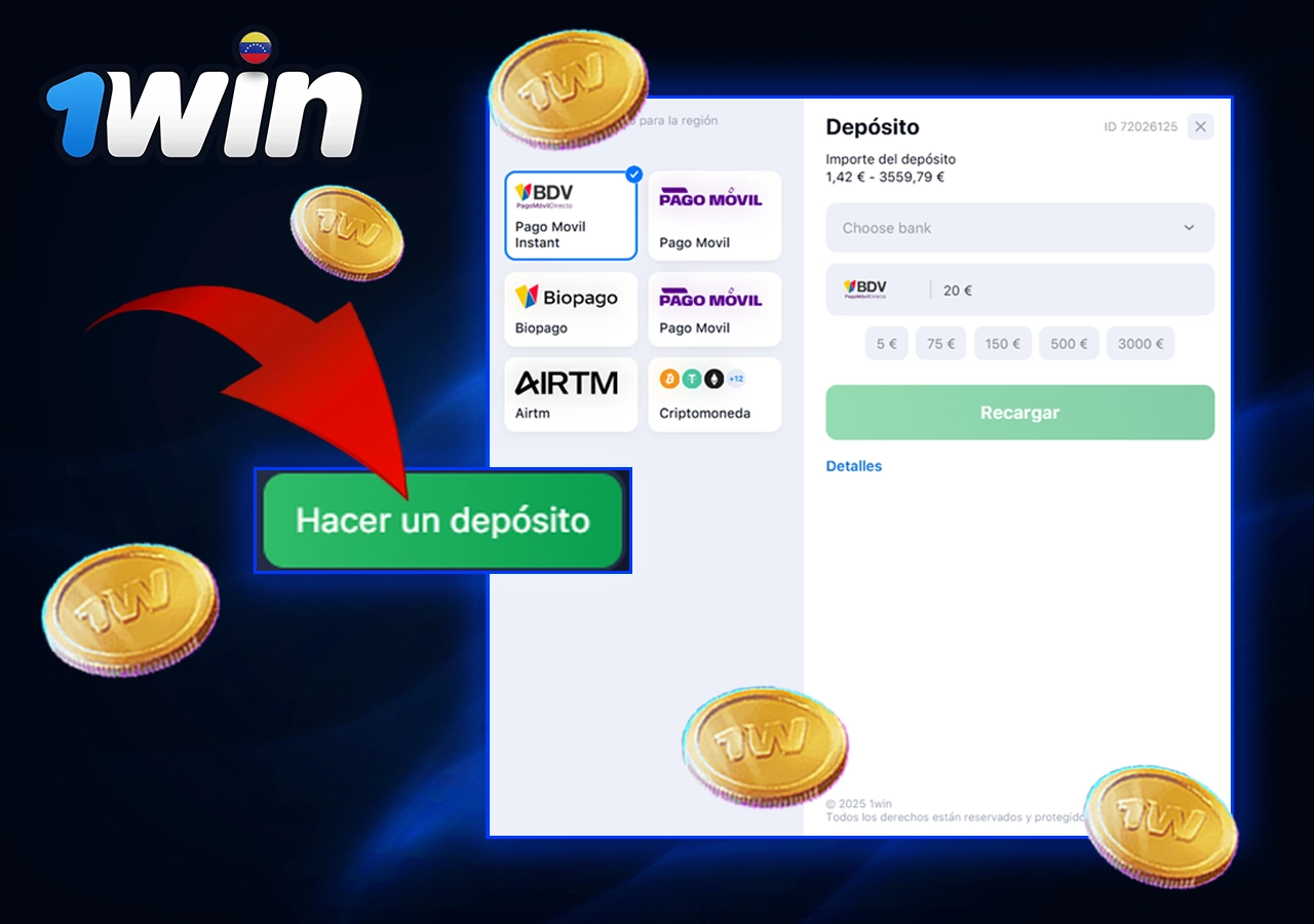 ¿Cuáles son las formas de depositar en 1Win?