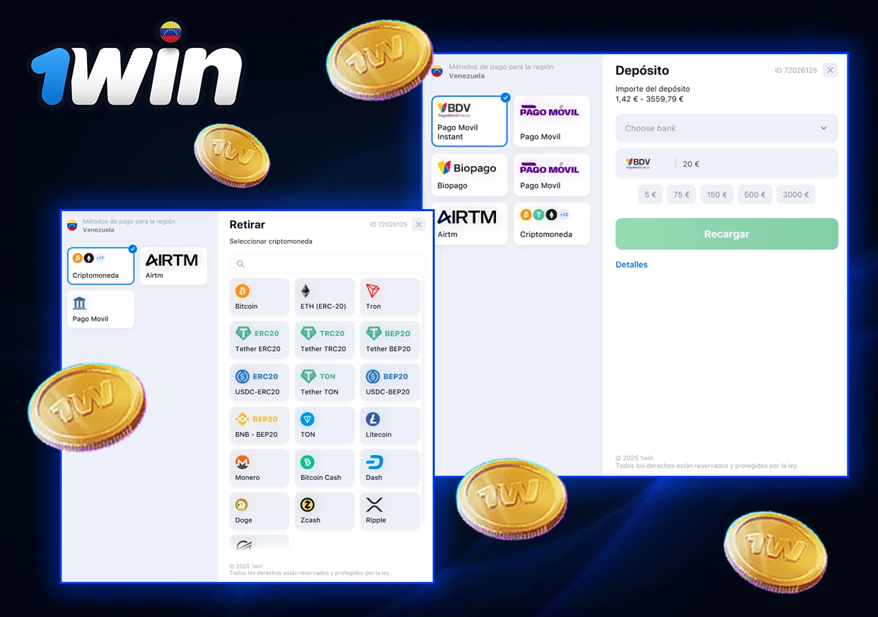 Información sobre cómo retirar dinero de 1Win en Venezuela